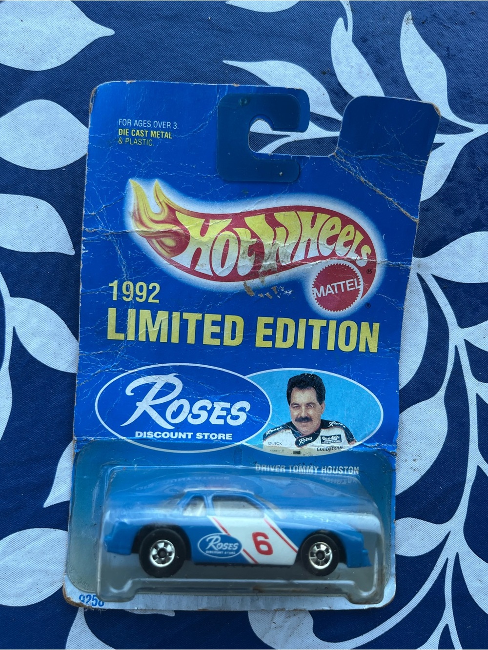 Hot Wheels 1992 Limited Edition Blue Roses #6 Die-Cast Race Car by Mattel